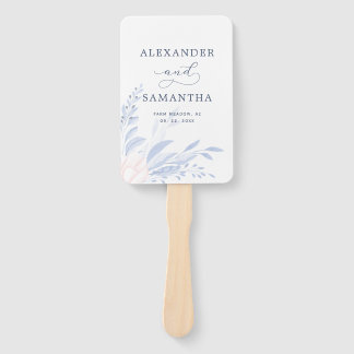 Éventail Moderne Bleu Eucalyptus Vert Mariage Succulent