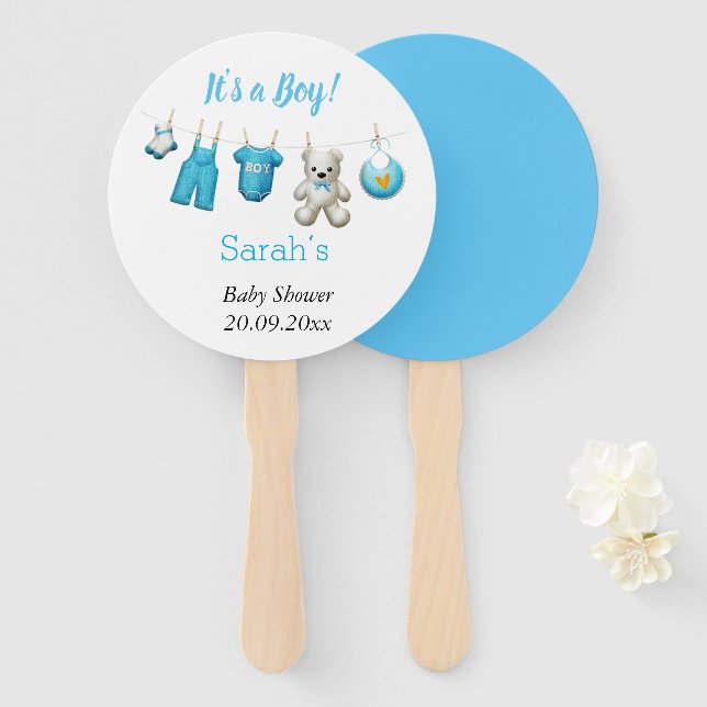 Éventail Moderne, c'est un Baby shower de blanchisserie pou (Devant et derrière)