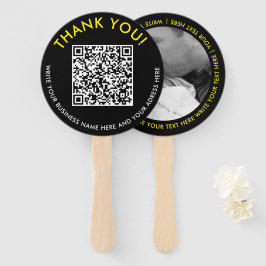 Éventail Moderne Merci Black Yellow Website QR Code Photo