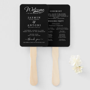 Éventail Moderne Minimaliste Script Noir Mariage