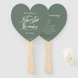 Éventail Moderne Sage Green Élégant Mariage de script blanc