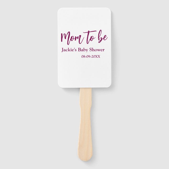 Éventail Mom to be baby shower name date pink simple minima (Devant)