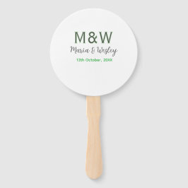 Éventail Monogramme couple gris vert moderne date romantiqu