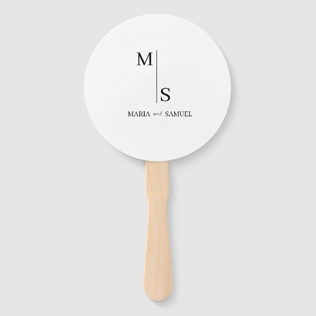 Éventail Monogramme mariage Élégant Simple Minimaliste (Devant)