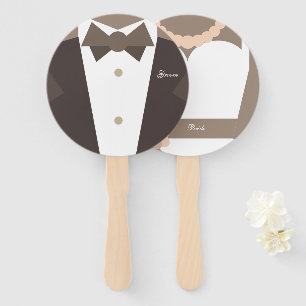 Éventail Monogramme. Mariage marié Gown & Groom Tuxedo