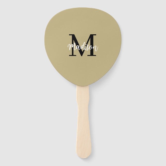 Éventail Monogramme Moderne Tan Sable Noir (Devant)