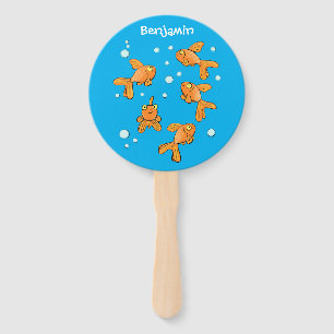 Éventail Morceau de poisson rouge orange mignon sur dessin