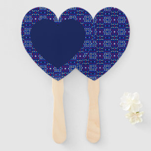 Éventail Motif géométrique pixel traditionnel en bleu profo