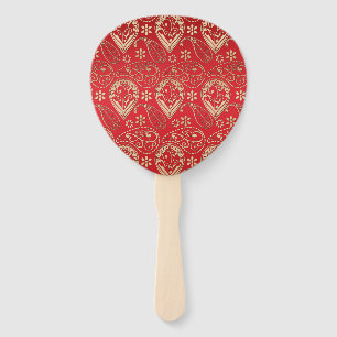 Éventail Motif Red Gold Paisley Bandana