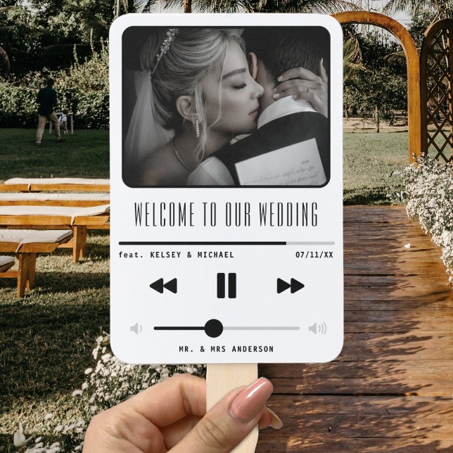 Éventail Musique MP3 Player Programme de mariage blanc (Music MP3 Player Wedding Program Hand Fan
)