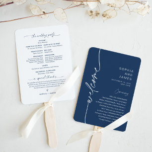 Éventail NEVE Modern Navy Wedding Program (jeu de 10)