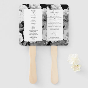 Éventail Noces florales aquarelle de pivoines noires et bla
