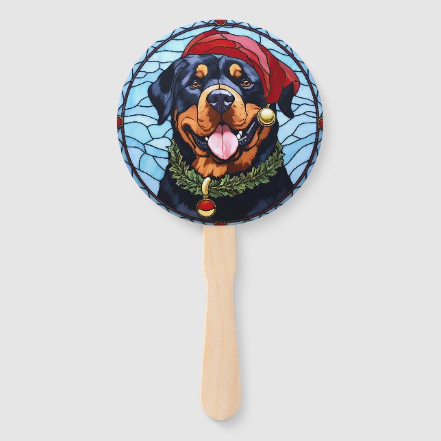 Éventail Noel de verre tendu Rottweiler (Devant)