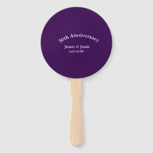 Éventail nom date 30e anniversaire de mariage violet simple