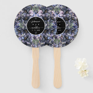 Éventail Noms de Couple Floral Noir Classique Mariage