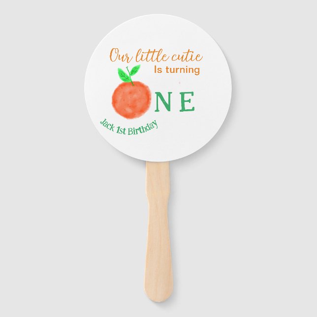 Éventail Notre petite cuite orange un agrumes d'anniversair (Devant)