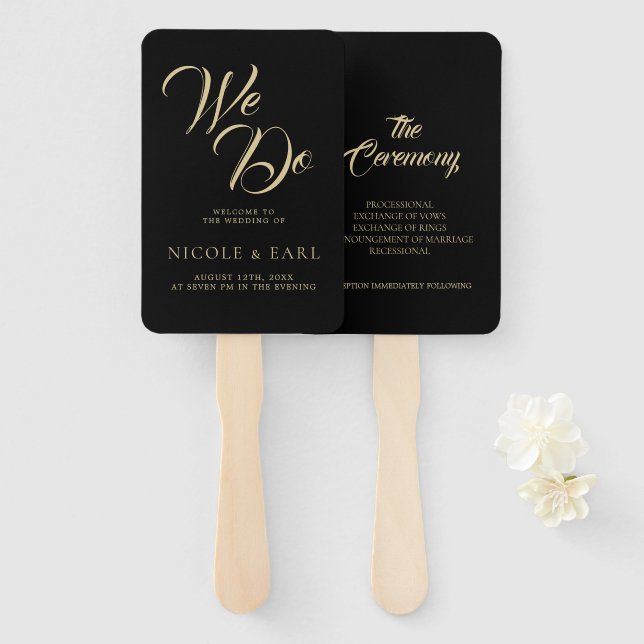 Éventail Nous faisons Black Elegant Art Déco Gold Retro Mar (Devant et derrière)