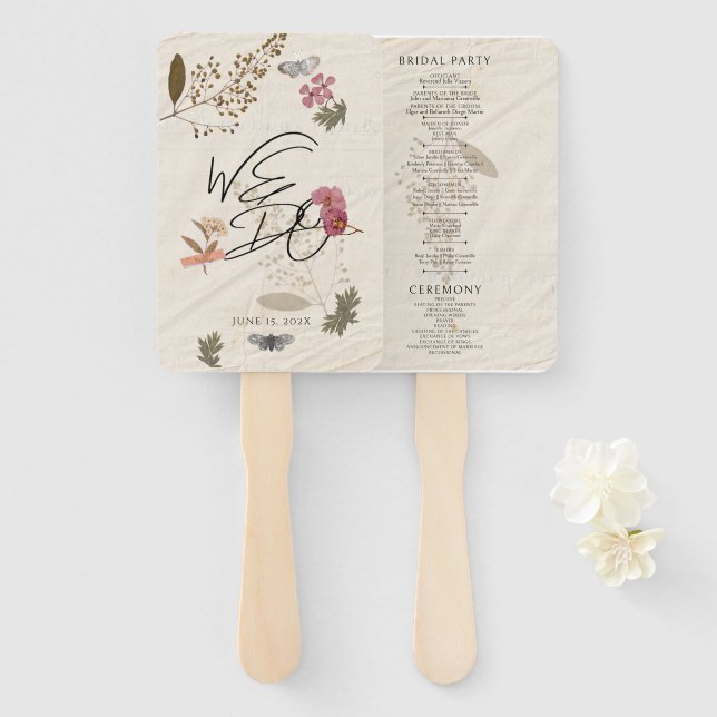 Éventail NOUS FAISONS Fleurs Pressées Shabby Garden Chic Pr (Devant et derrière)