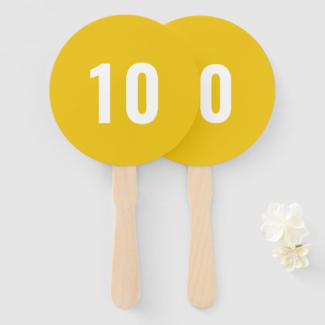 Éventail Numéro personnalisé | Yellow Event Game Score (Devant et derrière)