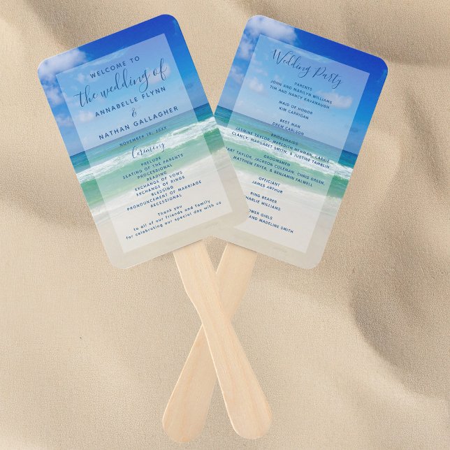 Éventail Ocean Waves Photography Beach Wedding Programme (Créateur téléchargé)