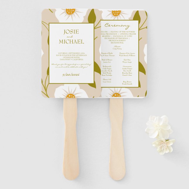 Éventail Olive Green Floral Wedding (Devant et derrière)