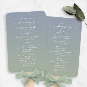 Éventail Ombre Dusty Blue & Green Mariage Ceremony Programm
