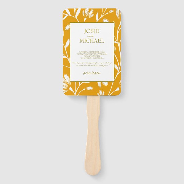 Éventail  Orange Green Floral Wedding (Devant)