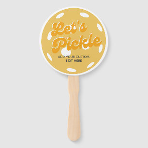 Éventail Orange Pickleball Pickle Texte personnalisé