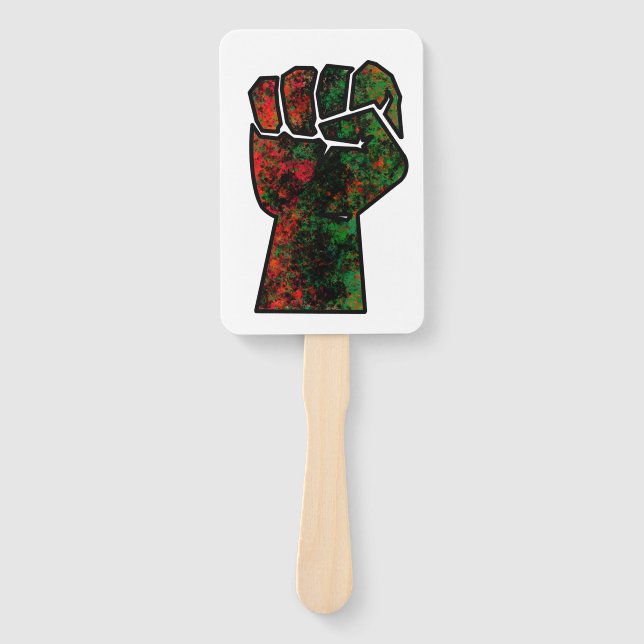 Éventail orgueil noir poing vert rouge pan drapeau africain (Devant)