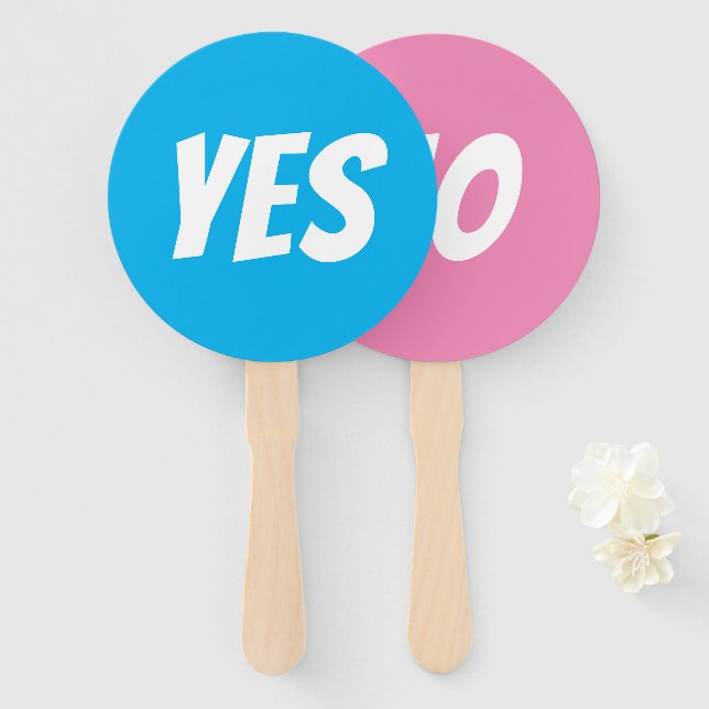 Éventail Oui / Non Genre révéler garçon jeu quiz signes (Devant et derrière)