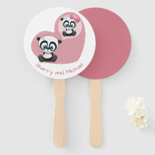 Éventail Ours en peluche Panda Rose Mariage Enterrement de