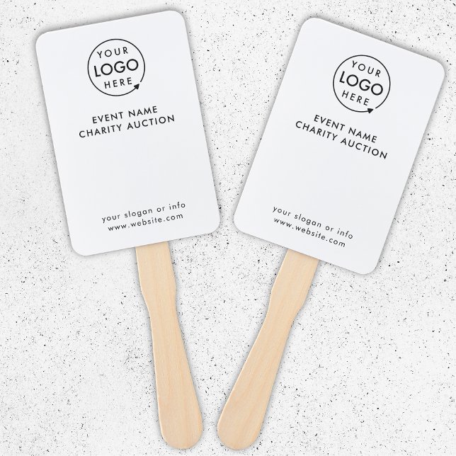 Éventail Pagaie d'enchères | Carity Event Bid Modern Logo (Company branded professional charity auction paddles for fundraiders & auction dinner bidding. )