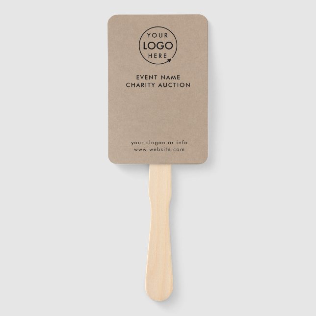 Éventail Pagaie d'enchères | Charity Event Rustic Kraft Log (Devant)