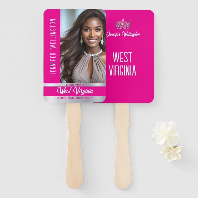 Éventail Pageant Fan Wavers | Berry Shine Set of 10 Fans (Devant et derrière)
