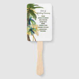 Éventail Palmiers, Plage Aquarelle Mariage Programme Fans