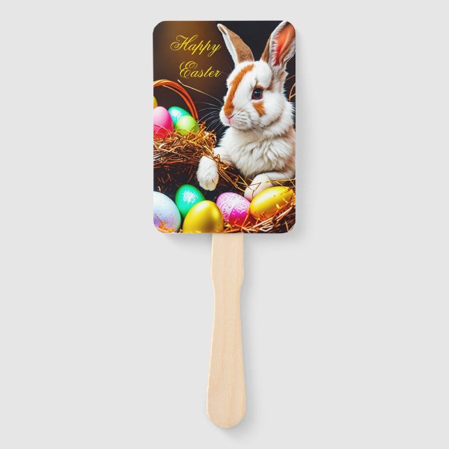 Éventail Panier et oeufs de lapin de Pâques (Devant)