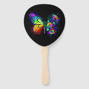 Éventail Papillon arc-en-ciel