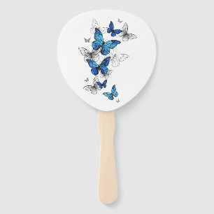 Éventail Papillons volants bleus Morpho