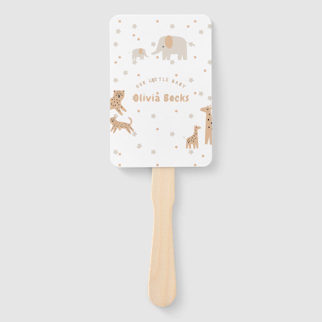 Éventail Pastel Beige mignon Baby shower illustratif (Devant)