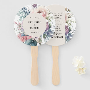 Éventail Pastel Garden Floral Wedding Programme Ventilateur