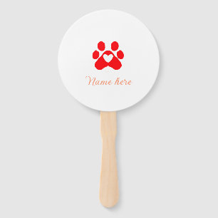 Éventail Patte de chien cœur rouge animal familier ajouter