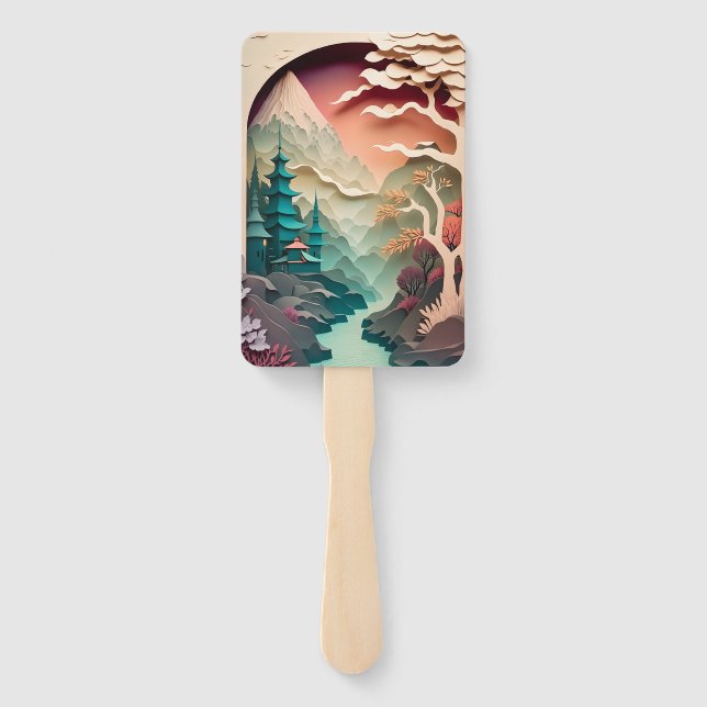 Éventail Paysage de découpe de papier Ensemble de ventilate (Dos)