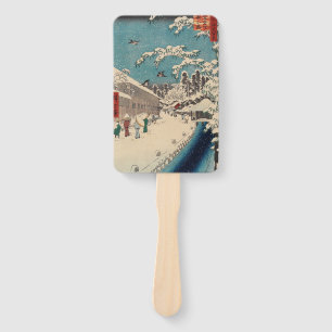 Éventail Paysage hivernal d'Hiroshige japon ukiyo-e antique
