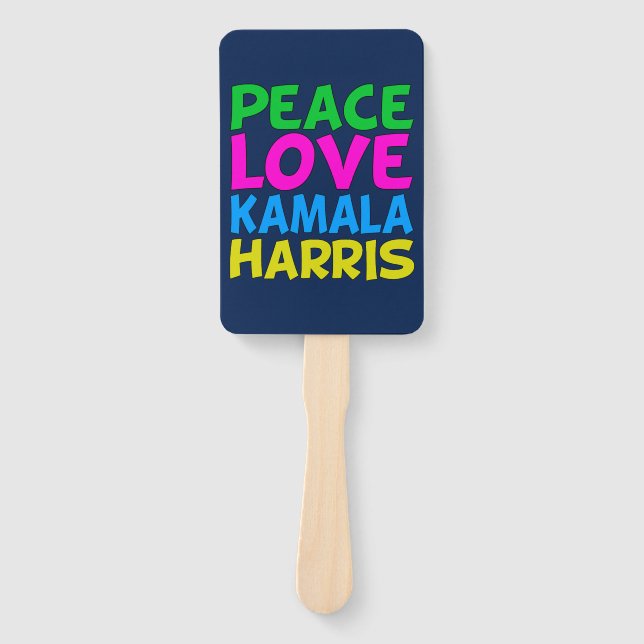 Éventail Peace Love Kamala Harris Cute Blue (Devant)