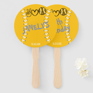 Éventail Peace Love Softball Anniversaire