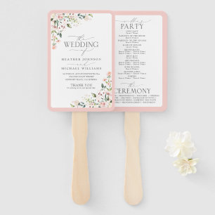 Éventail Peach Pink Watercolor Programme de mariage floral