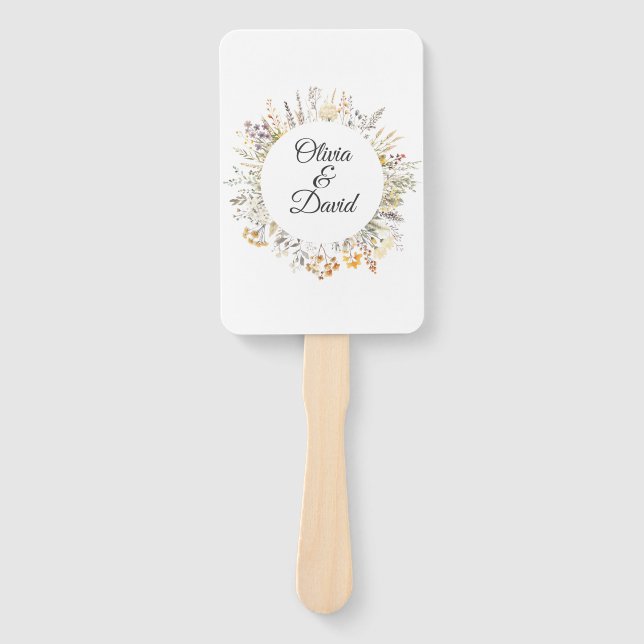 Éventail Peach Terracotta Fleur sauvage Meadow Wedding Prog (Devant)