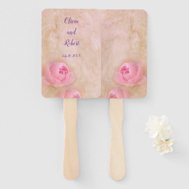 Éventail Peine rose romantique personnalisée (Devant et derrière)