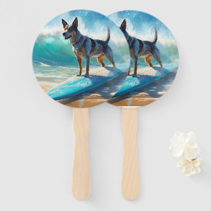 Éventail Peinture de surf de plage de Blue Heeler 
