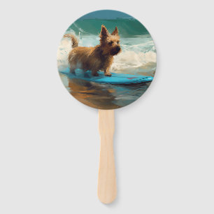 Éventail Peinture de surf de plage de Terrier Australien